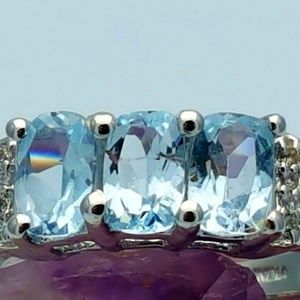 1.84 Carat Genuine Blue Topaz and White Topaz .925